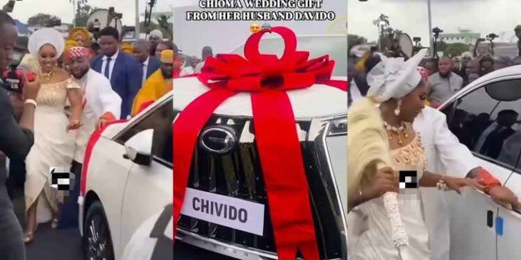 Davido gitfs Chioma car on wedding day