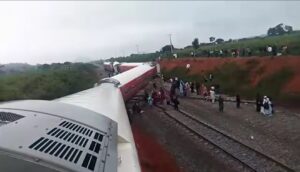 Derailed train