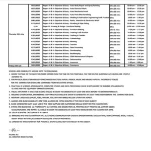 NECO TIME TABLE PAGE 3